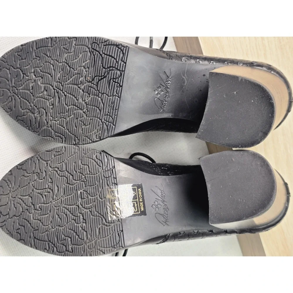 Patricia Nash Parma Women's 7.5 Heeled Oxford Perforated Woven Black Leather